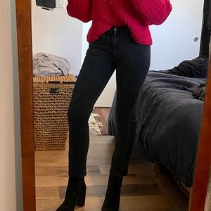 Reformation Liza High Straight Crop in Faded Black — Sz 24